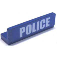 Part 30413pb013 Blue Panel 1 x 4 x 1 with White 'POLICE' Bold Narrow Font on Blue Background Pattern (Sticker) 